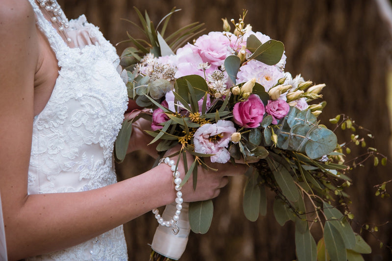 Bride holding a bouquet of flowers
