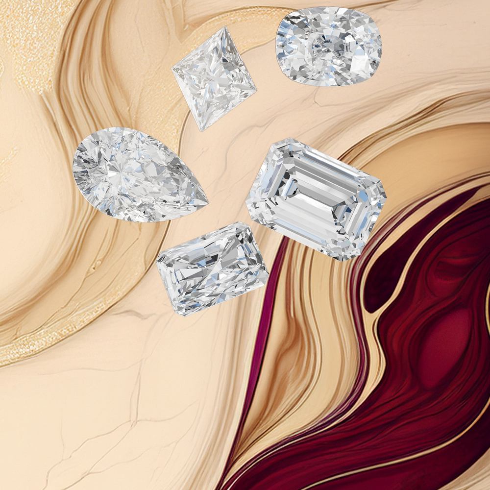 Diamonds on a abstract red and beige background