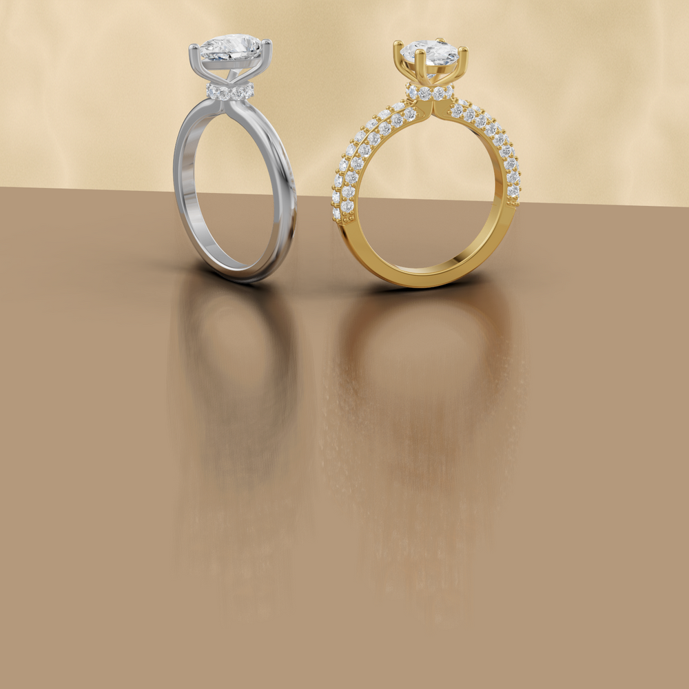 gold and white gold on a beige background