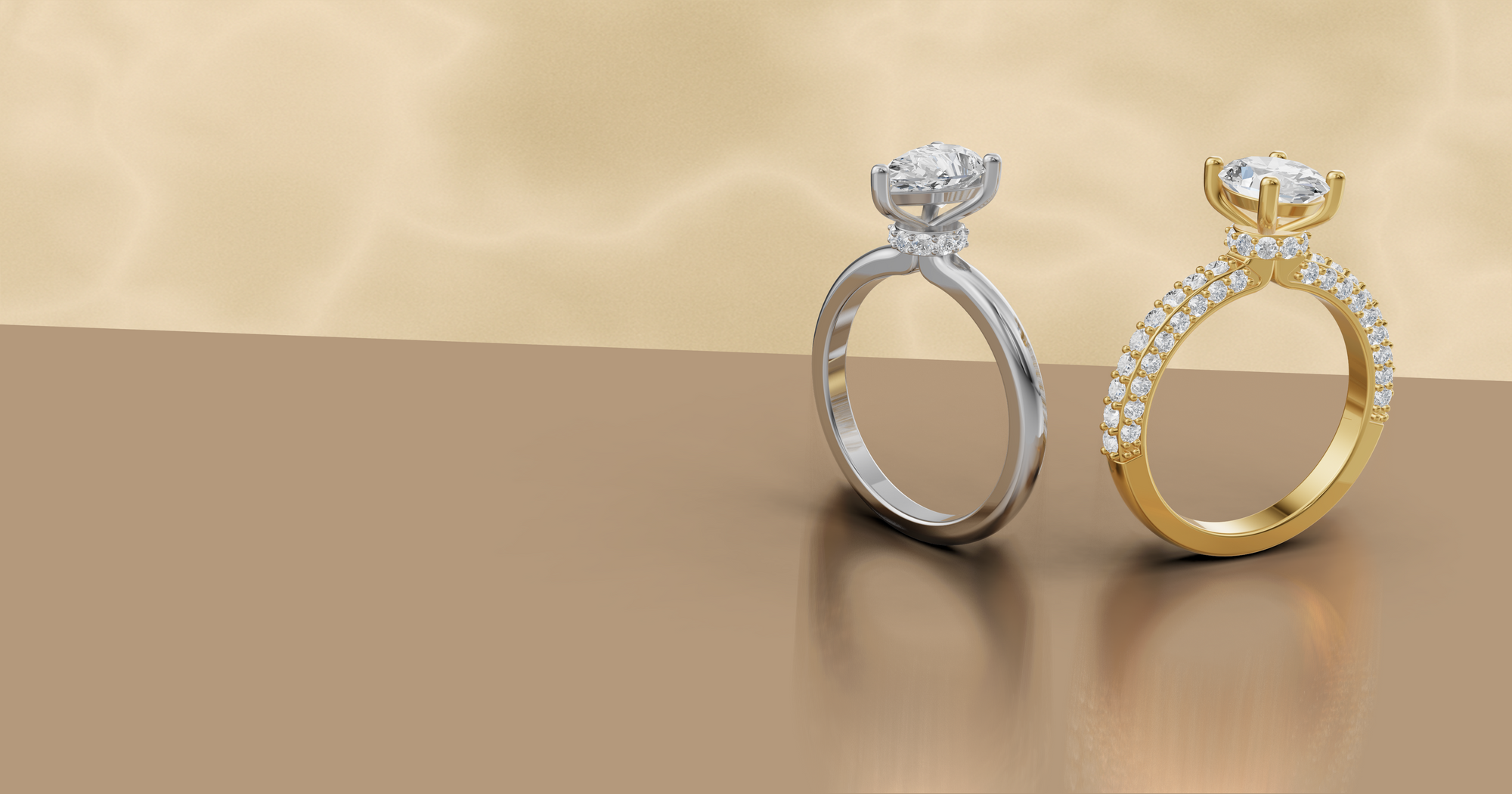 gold and white gold on a beige background