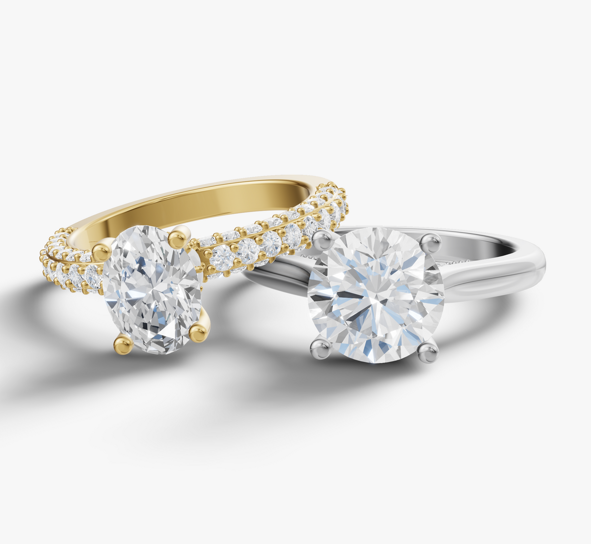 gold and white gold engagement rings