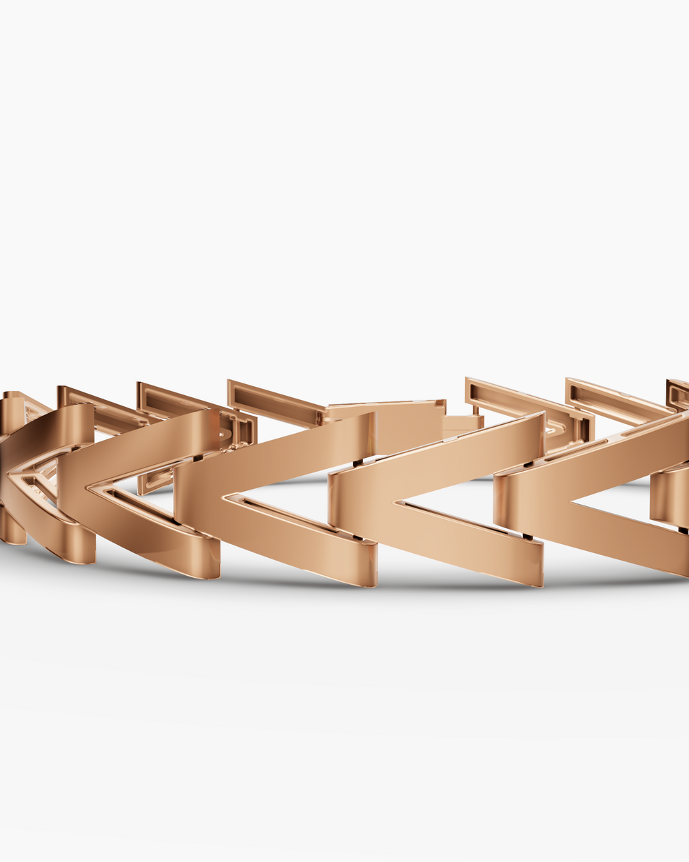 Rose gold bracelet on a white background