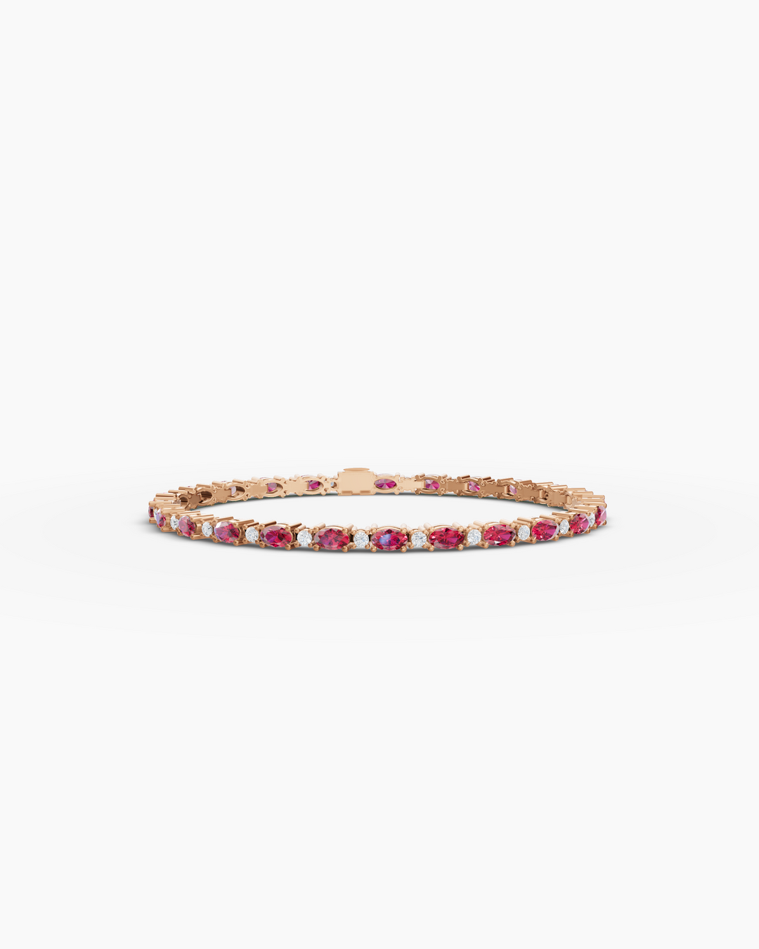 Bracelet with red and white stones on a white background