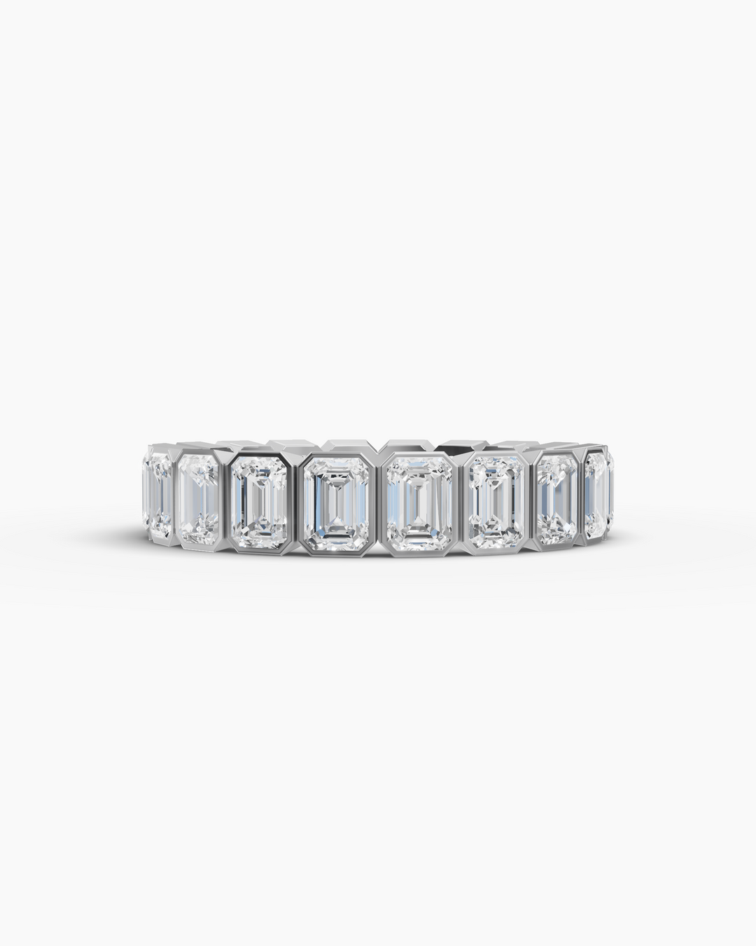 Silver ring with two heart-shaped diamonds on a white background